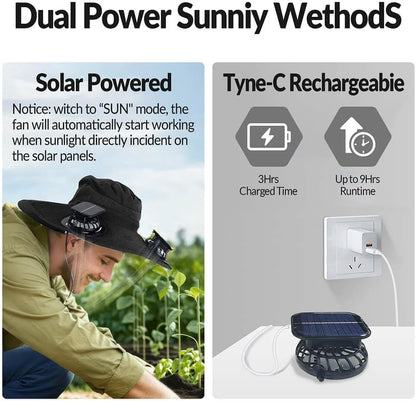 Gather Crest™ New Solar-Powered Outdoor Cooling Fan Hat