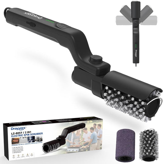 Electric Grill Brush, High Torque Grill Brush with 3-Speed Modes, 20kg Max Torque BBQ Cleaner Safe for Porcelain Cast Iron Stainless Steel, Reinforced Steel Bristles, Type-C Rechargeable