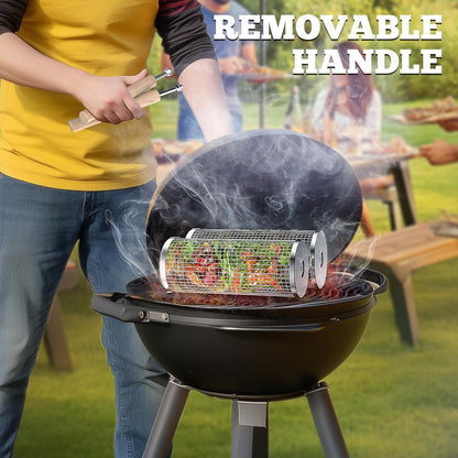Gather Crest™ Rolling Grill Basket with Removable Wooden Handle