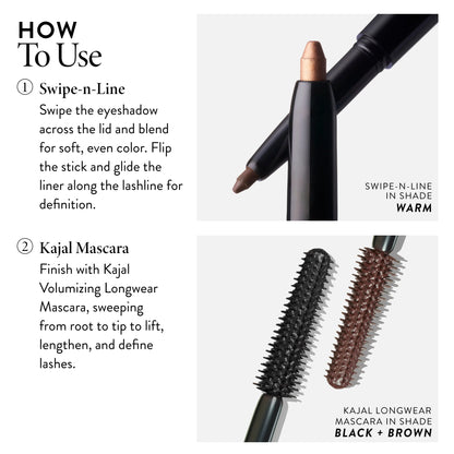 Laura Geller Eye Color Enhancing Duo - Swipe-n-Line Instant Eye Perfecting Stick & Kajal Volumizing Longwear Mascara
