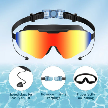 Outly 2 Pack Swim Goggles with Earplugs for Adult Kid 4-12 Men Women