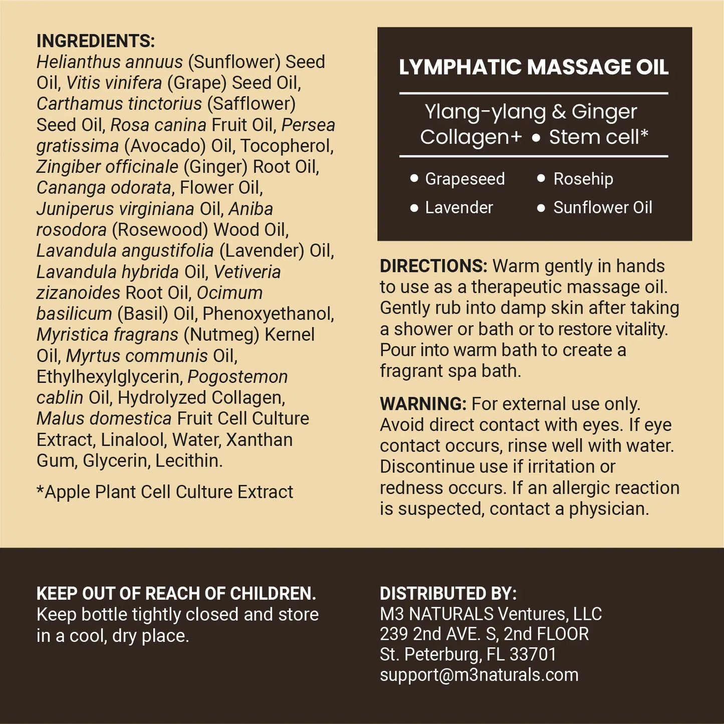 Gather Crest™ Lymphatic Drainage Massage Oil + Body Roller Kit by M3 Naturals
