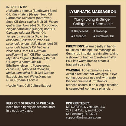 Gather Crest™ Lymphatic Drainage Massage Oil + Body Roller Kit by M3 Naturals